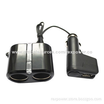 Car Socket with USB Port, 12/24V Input and Output